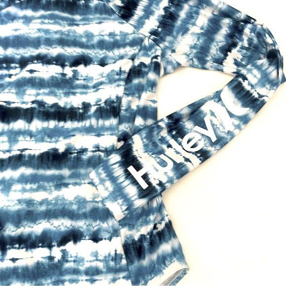 Hurley Blue tie-dye rash guard, one piece bathing suit zipper pull back Size XL - Picture 14 of 16